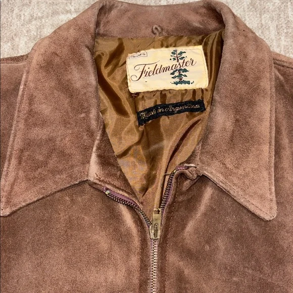 Vintage Men's Large Fieldmaster Suede Leather Brown Jacket Bomber style Sears - Picture 2 of 5
